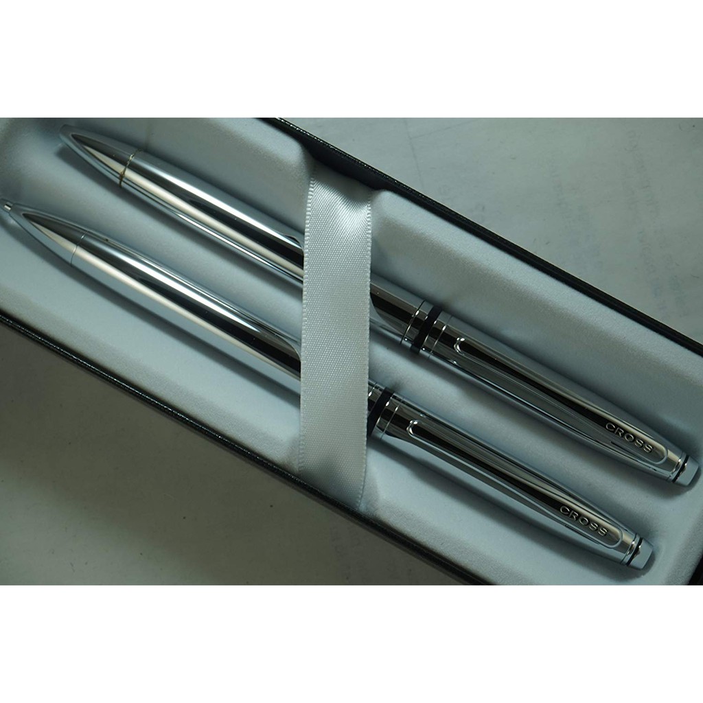 Cặp bút viết cao cấp chính hãng nhập từ Mỹ Cross Avitar Chrome: viết bi + viết chì  làm quà tặng
