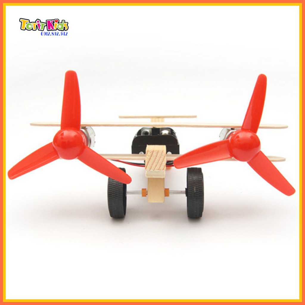 Đồ chơi máy bay mô hình tự lắp ráp, 2 cánh quạt, chạy được, đồ chơi giao dục
