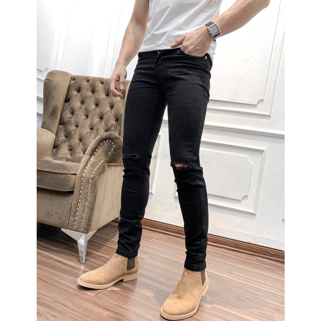 Quần Jeans Nam Bạc Chất Co Giãn Dáng Ôm Ống Côn Trẻ Trung