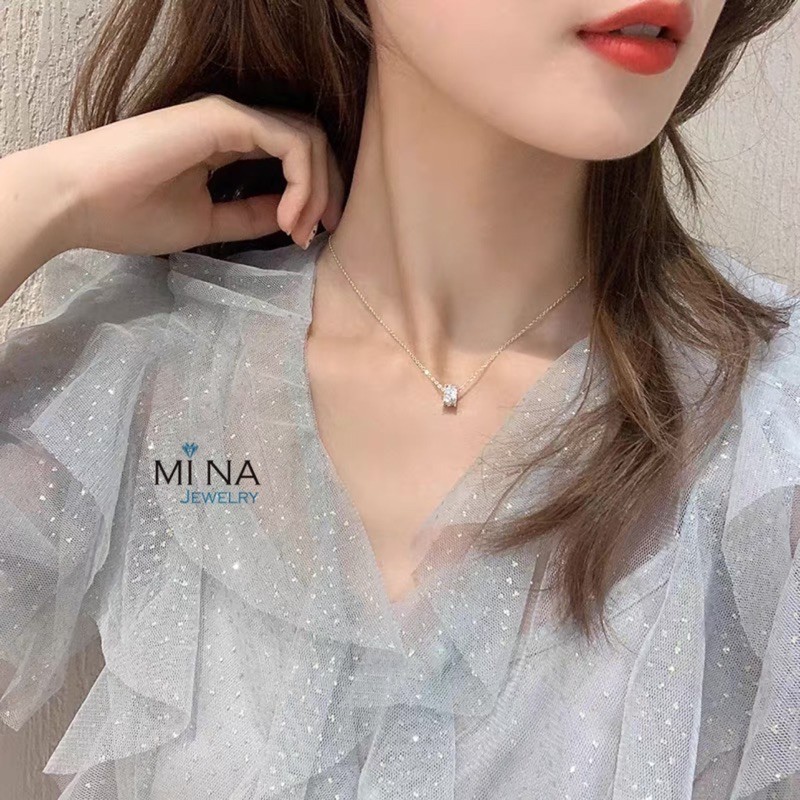Dây chuyền bạc nữ mặt lu đá lấp lánh siêu xinh - Cam kết chuẩn bạc 0143