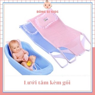 Lưới tắm cho bé ghế lót chậu tắm lưới tắm an toàn cho bé sơ sinh kèm gối Bông Bi Kids Store