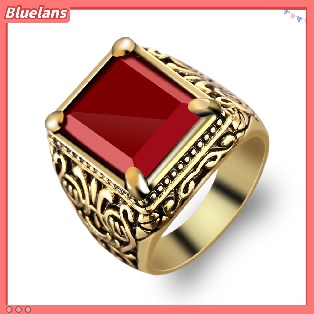 Nhẫn Đính Đá Vuông Phong Cách Trung Hoa Cho Nam