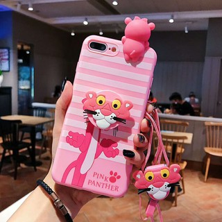 Ốp Điện Thoại Hình Báo Hồng Có Dây Đeo Cho Samsung Note10 Note9 S10 A70 Note5