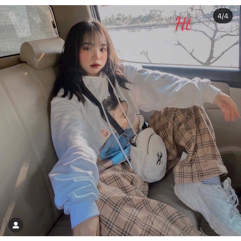 Áo hoodie cậu bé+quần kẻ HT12