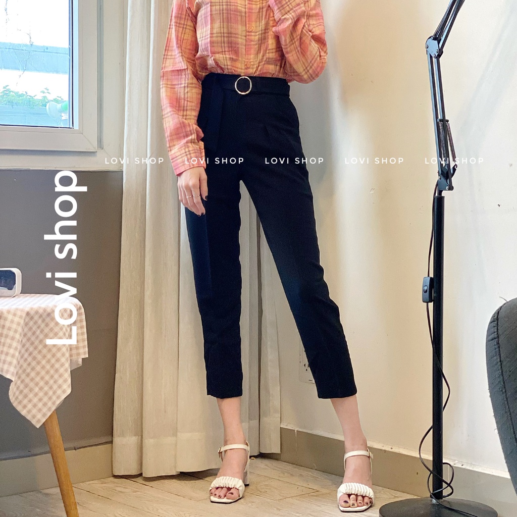 Quần tây baggy kèm nịt khoen tròn Lovi