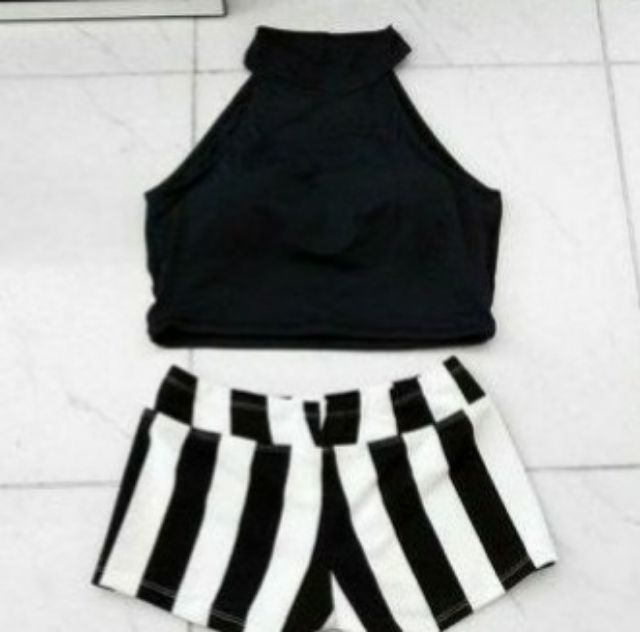 {Sale 240-&gt; 165} Bikini cạp cao phối đen trắng (có ảnh thật phía cuối)