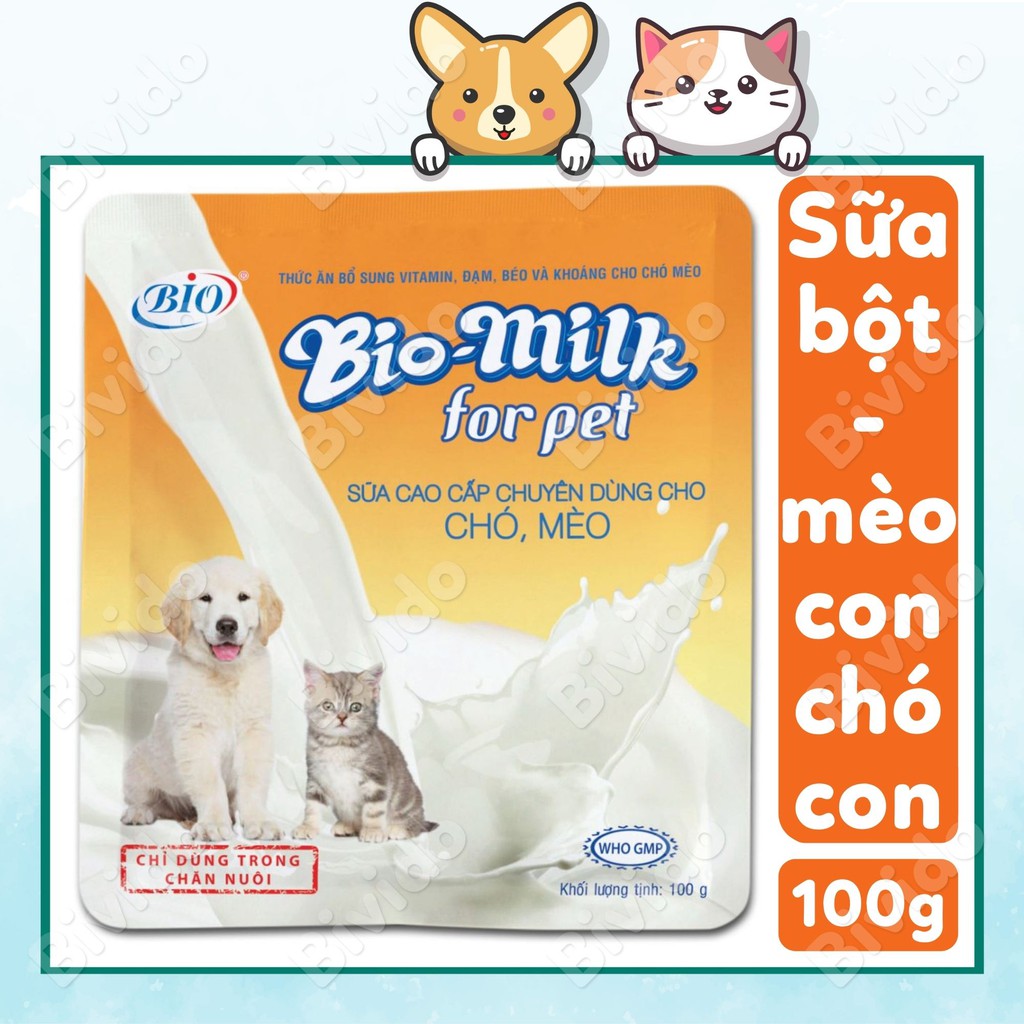 Sữa bột Bio-Milk cho chó con và mèo con bịch 100g - Bivido