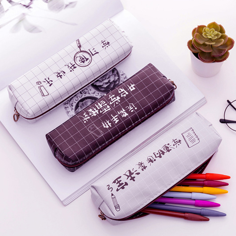 Bóp Đựng Bút Viết Bằng Vải Canvas In Chữ Dễ Thương Tiện Lợi