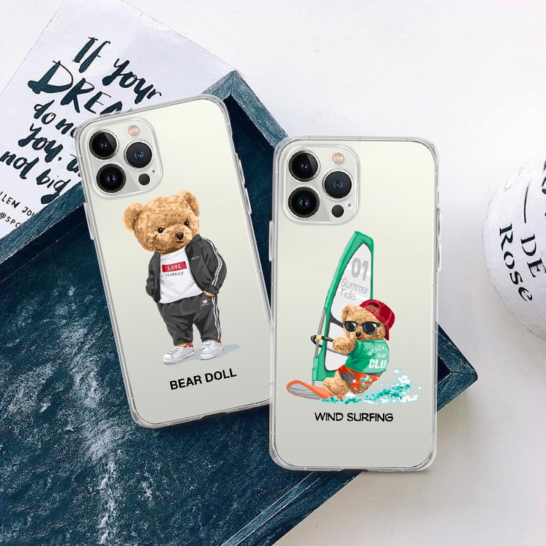 Vỏ ốp iPhone TPU dẻo trong suốt Bear Doll cho iPhone 6plus đến 13 pro max - Chinchincase
