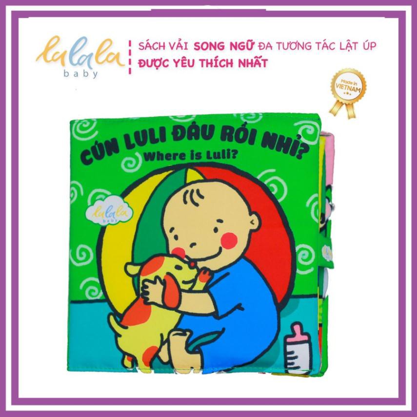 Sách vải Lalal baby kích thích đa giác quan cho bé Luli đâu rồi?- Where is Luli?, kích thước 18x18cm, 12 trang