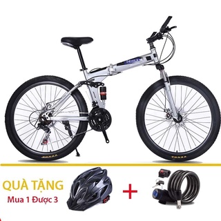 Xe đạp thể thao gấp gọn ns001 vành xen 26 inch 24 tốc độ + tặng mũ,khóa dây và chắn bùn