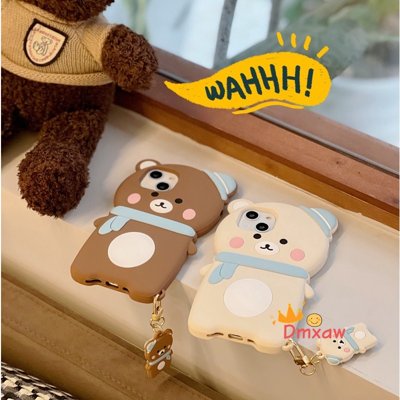 Ốp Điện Thoại Silicon Hình Gấu Nâu Đeo Khăn Choàng Cho iPhone 13 Pro Max 12 11 Pro Max X XR XS Max 8 7 6 6s Plus SE 2020