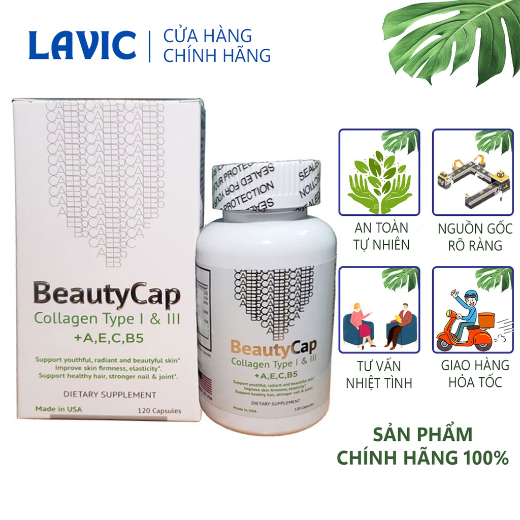 Viên uống đẹp da Collagen BeautyCap Mỹ bổ sung Vitamin A,E,C,B5 và Collagen Type 1&3 Minh Khang Pharmacy Minh Khang Phar