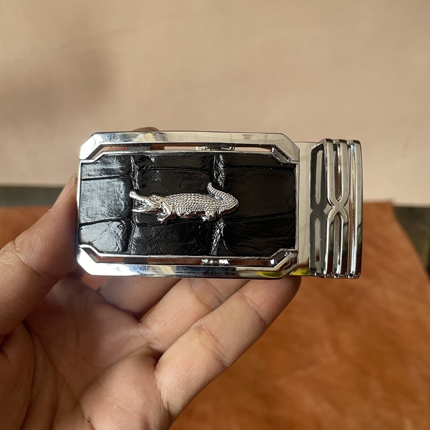 Mặt Khóa Cá Sấu, Khóa Thắt Lưng Nam Cá Sấu Loại Khóa Tì Dán Da Cá Sấu Size 3.5cm và 4cm Đủ Ba Màu Đen, Nâu Đất, Nâu Đỏ