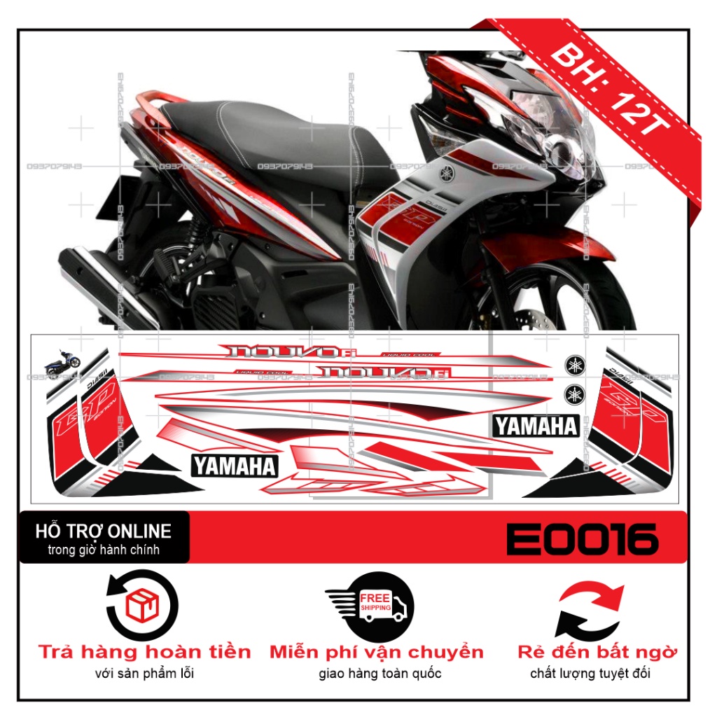 TEM XE NOUVO SX ZIN TRẮNG ĐỎ -- SHIN DECAL 2