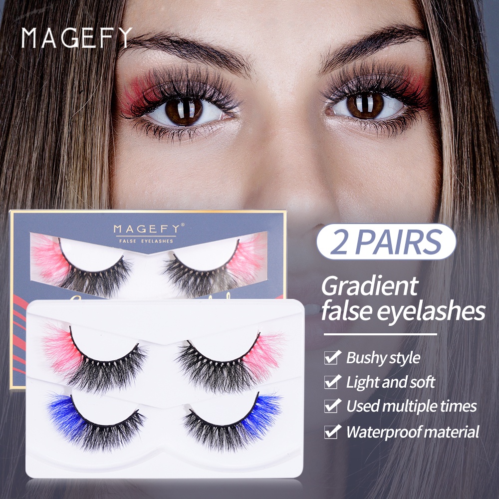 [Hàng mới về] Bộ 2 cặp mi giả dáng cong và dày nhiều màu sắc thời trang