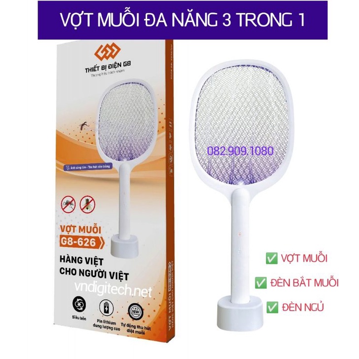 Vợt muỗi thông minh tự động bắt muỗi cao cấp, Dụng cụ vợt kiêm đèn bắt muỗi