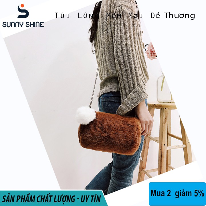 Túi đeo chéo Noel lông thú mềm mại cực xinh, 2 lớp lông ấm TXH127 | BigBuy360 - bigbuy360.vn