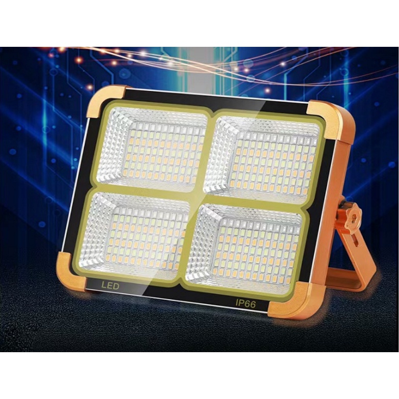 Đèn xách tay năng lượng mặt trời đa năng 300W siêu sáng D8 chống nước IP66 tặng kèm cáp sạc
