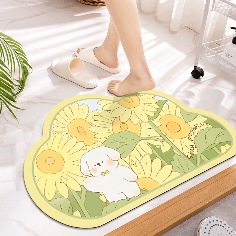 Thảm lót cửa chùi chân Mềm Mại Thấm Hút Nước Chống Trượt Nhanh Khô Họa Tiết Hoạt Hình