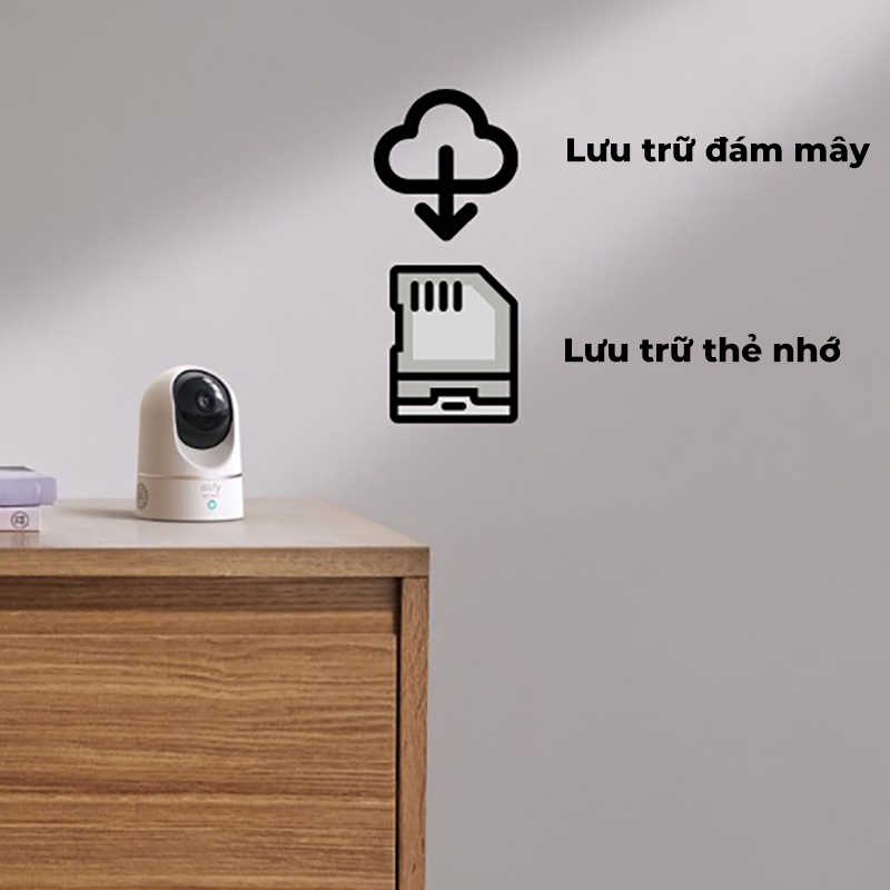 Camera Wifi Eufy Indoor Pan and Tilt T8410 độ phân giải 2K - Camera xoay 360 tương thích HomeKit, Đàm thoại 2 chiều