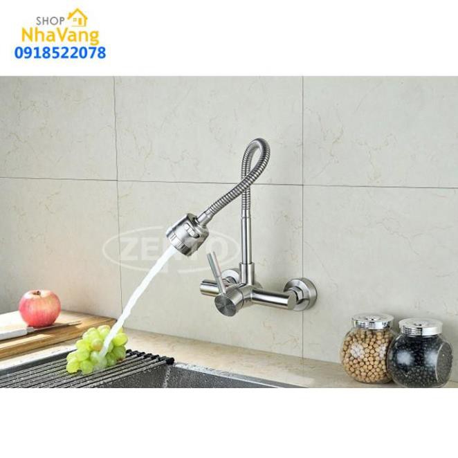 Vòi rửa bát gắn tường nóng lạnh inox304 SUS4651