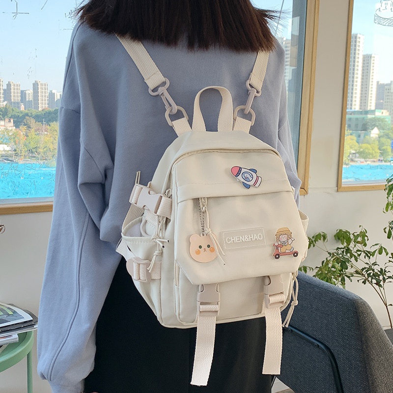 Ba lô nylon mini chống thấm nước thời trang Nhật Bản cho nữ
