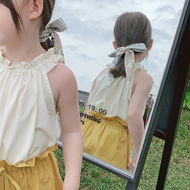 Áo Hai Dây Phối Bèo Thiết Kế Thời Trang Mùa Hè Phong Cách Hàn Quốc Cho Bé Gái