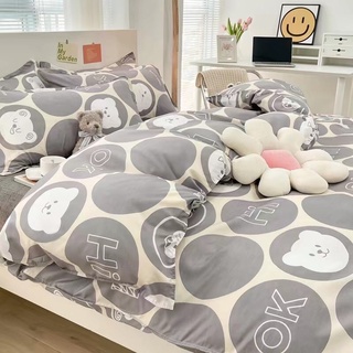 set chăn ga gối poly gấu tròn xám