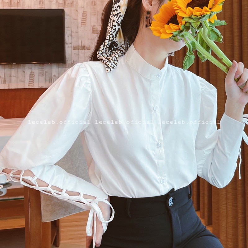 ÁO SƠMI DÂY RÚT TAY CỔ TÀU