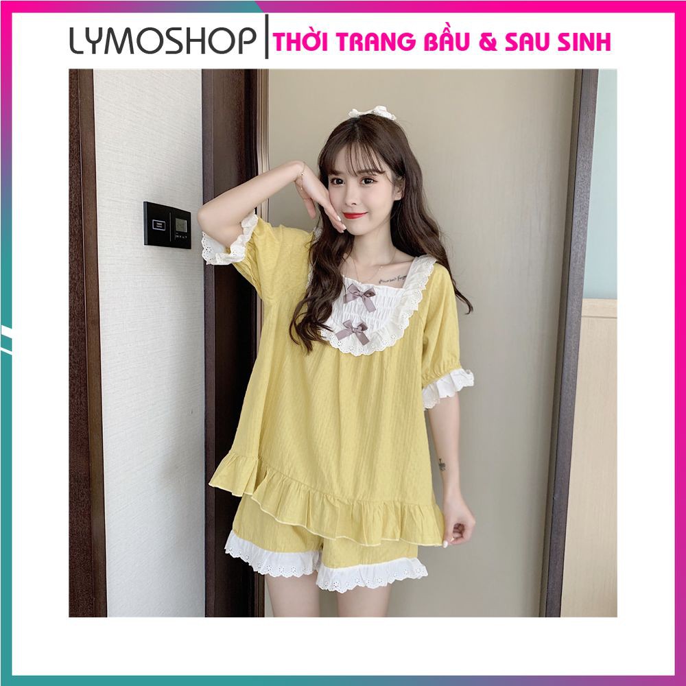 [HÀNG HÈ] Bộ Bầu LANH LỤA CỘC Sau Sinh Mặc Nhà,  Chất Thoáng Tiện Lợi , ảnh shop chụp trải sàn