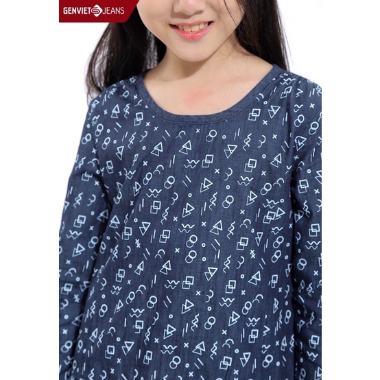 Đầm genviet chất jean mỏng mềm cho bé