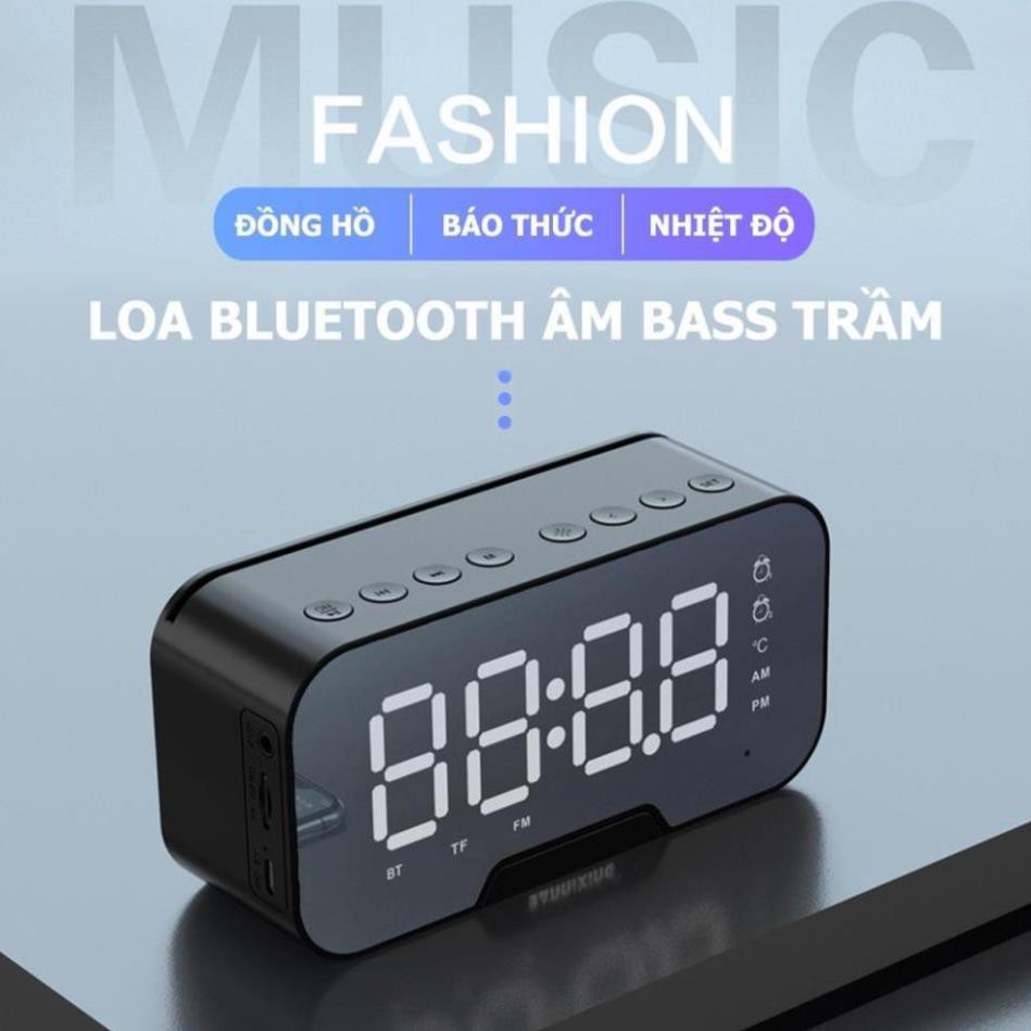 [FREESHIP❤️]LOA BLUETOOTH AMOI G5_ĐÀI FM KIÊM ĐỒNG HỒ ĐỂ BÀN BÁO THỨC SIÊU ĐẸP