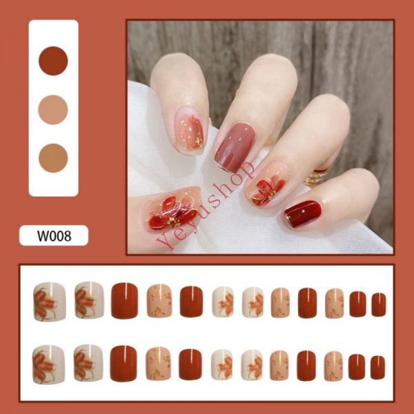Ye_Set 24 Móng Tay Giả Kèm Keo Dán Dùng Trang Trí Móng Nghệ Thuật
