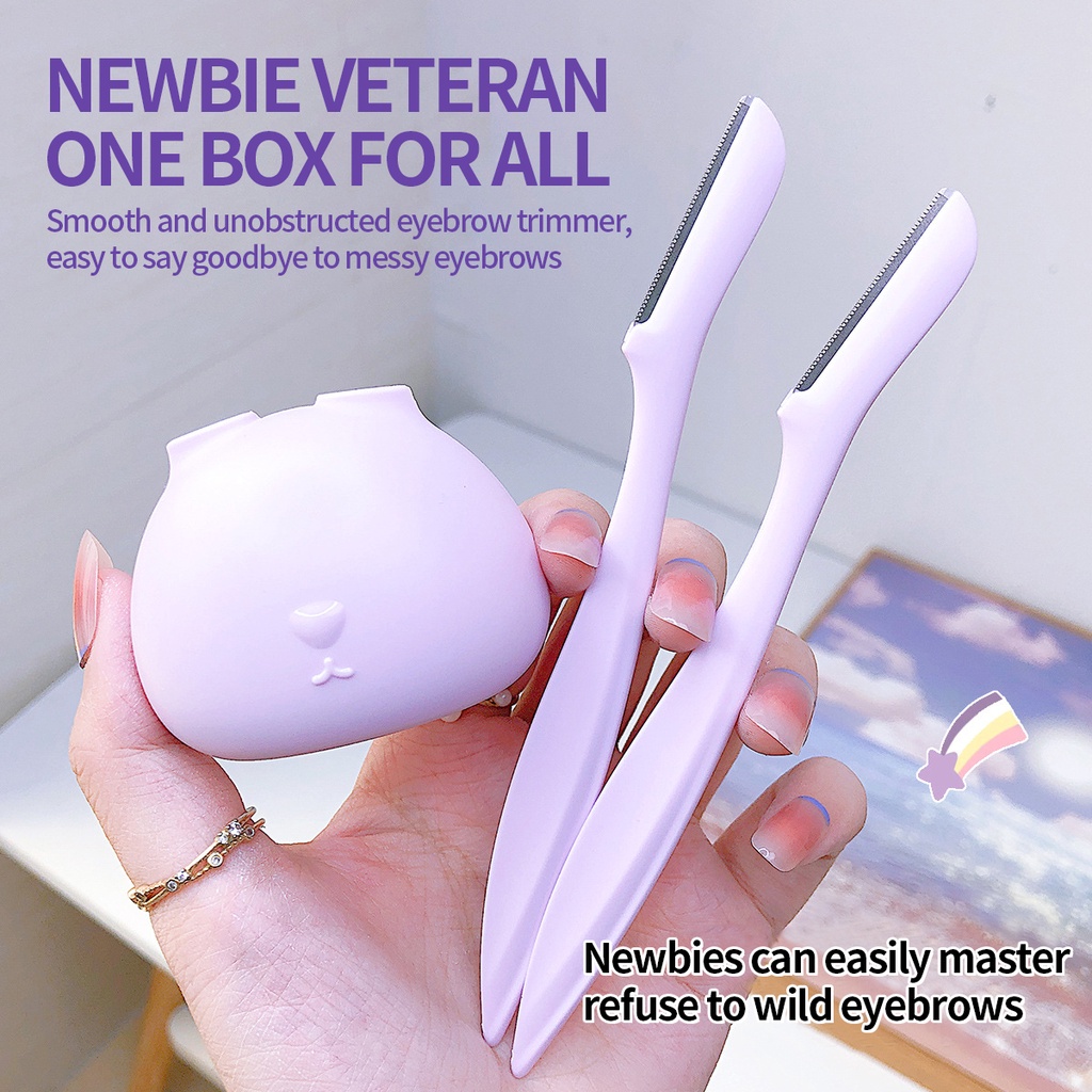 Set 2 Dao Tỉa Lông Mày Màu Trắng Hình Thỏ Dễ Thương