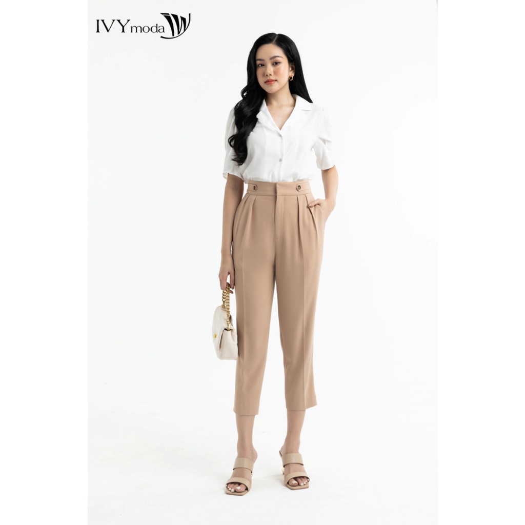 Quần baggy nữ lửng cạp cao IVY moda MS 22M7578