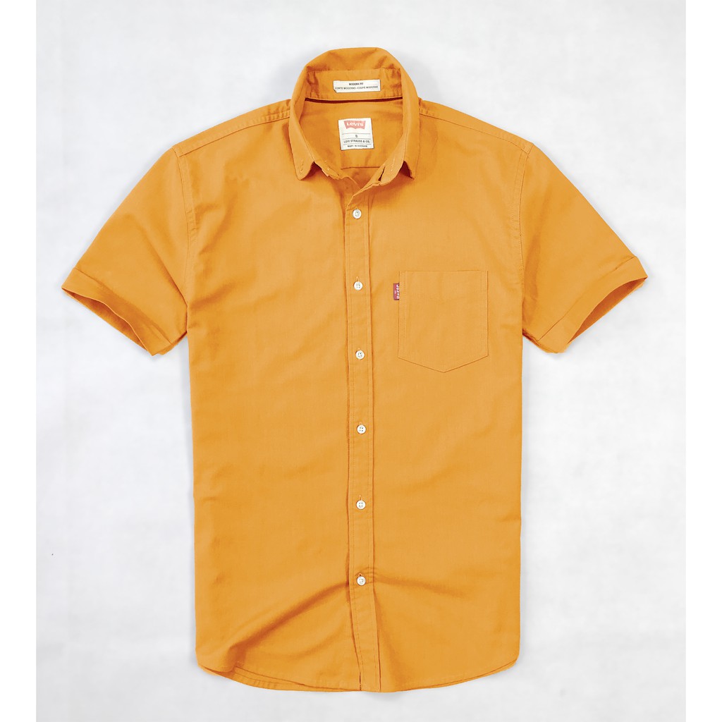 Áo sơ mi nam tay ngắn LVS Oxford màu vàng thời thượng - Đàn Ông Đích Thực - Chất Lượng Đỉnh Cao