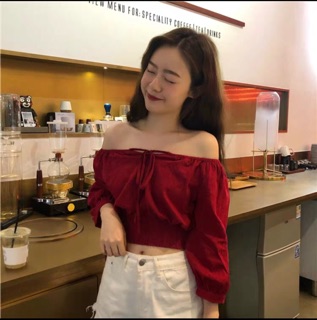 Áo croptop rút dây chun eo
