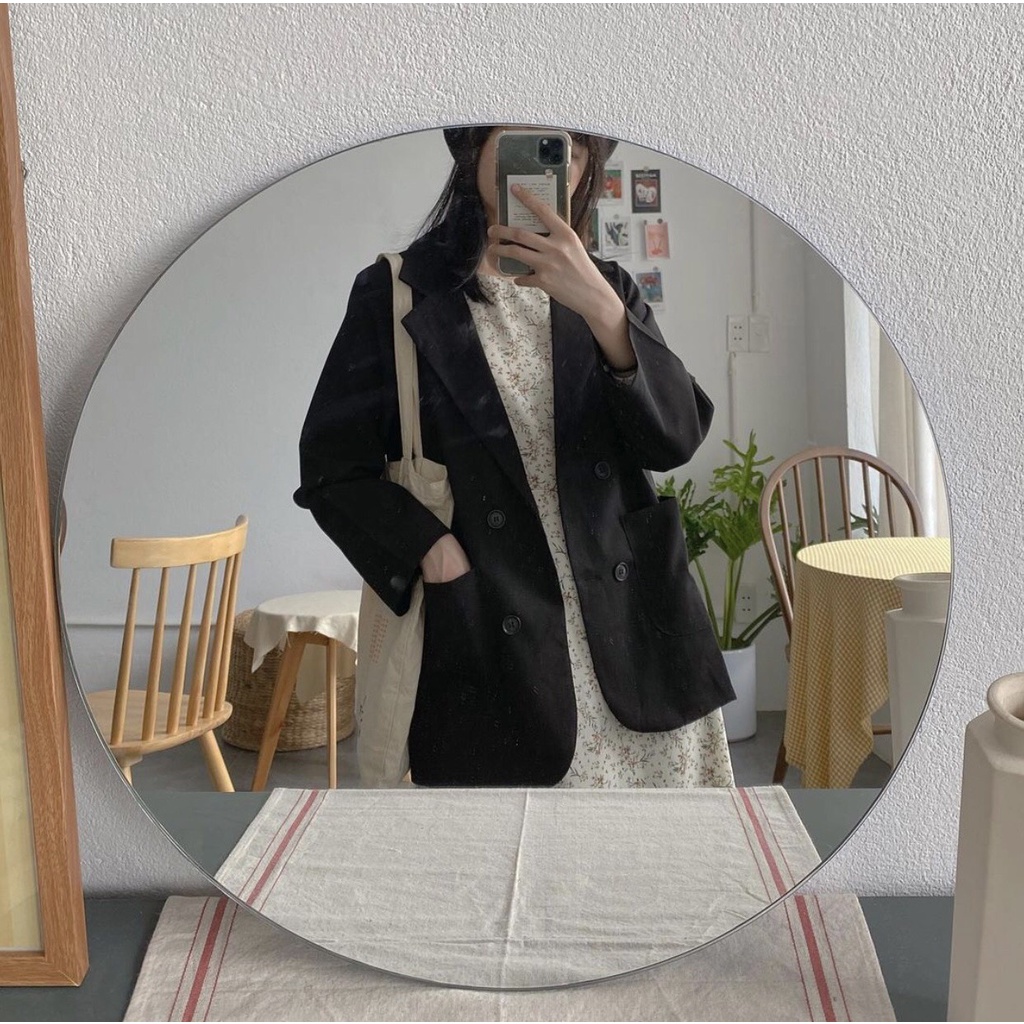 [Ảnh thật/Sẵn] Áo khoác blazer 1 lớp túi nắp ulzzang - Áo vest 1 lớp dáng rộng