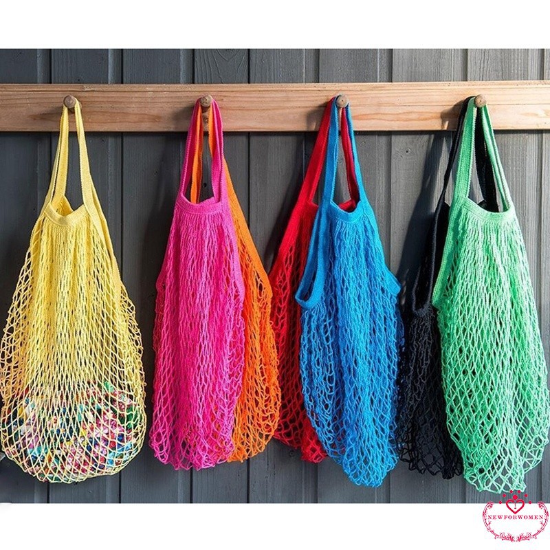 NFW♥Reusable Fruit Shopping String Grocery Shopper Cotton Tote Mesh Woven Net Bag
