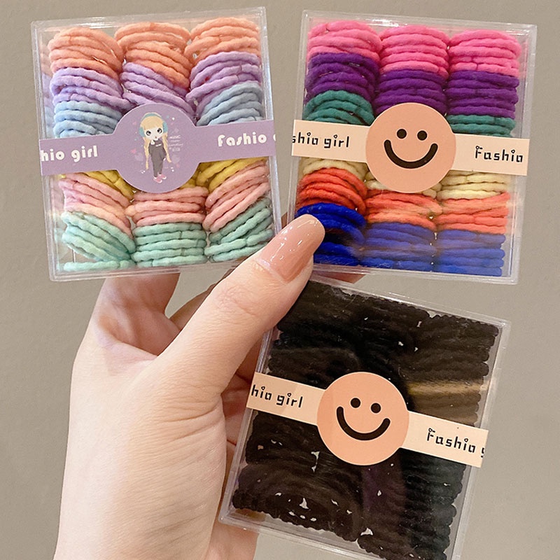 Set 90 Dây Buộc Tóc Nhiều Màu Sắc Cho Bé Gái