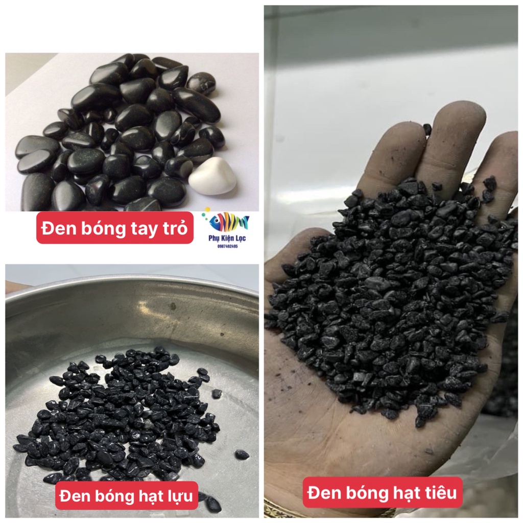 1kg Sỏi Đen Trang Trí Sân Vườn, Lót Chậu, Trang Trí Bể Cá, Trang Trí Thủy Sinh