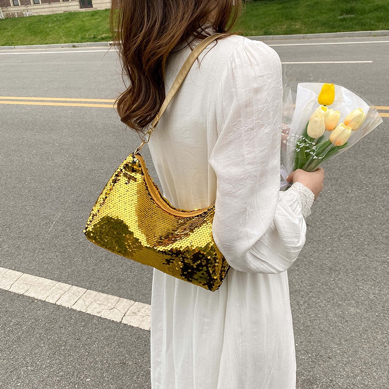 Túi Kẹp Nách Đính Kim Sa Lấp Lánh Nhiều Màu Đơn Giản Thời Trang Cho Nữ