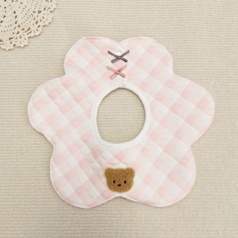 Yếm Ăn Cotton Mềm Mại Xoay 360 Độ In Họa Tiết Hoa / Gấu Hoạt Hình Dễ Thương Cho Bé