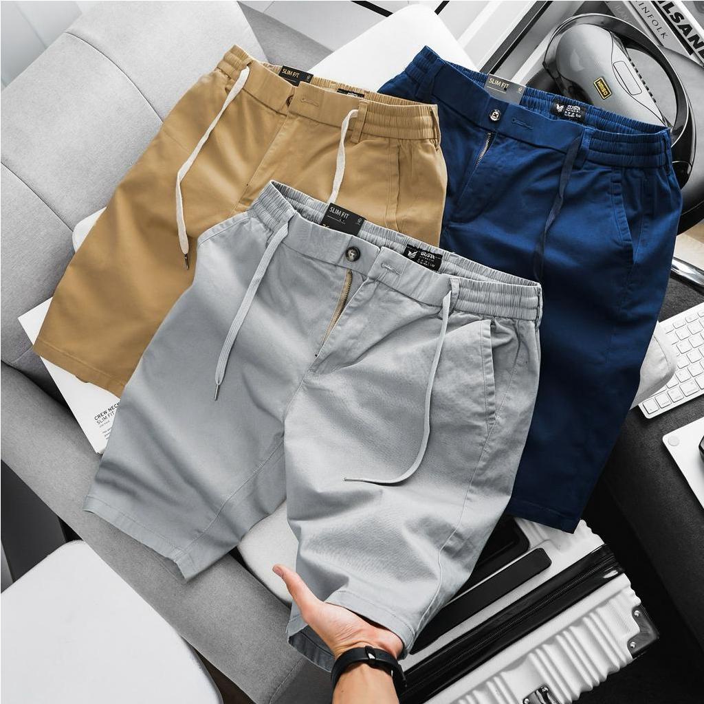 Quần Short Kaki Nam GUSTA mát mẻ năng động trẻ trung kèm dây rút tiện lợi - SKK02