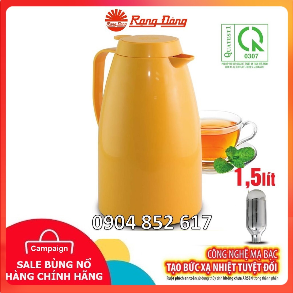 💥Chính Hãng💥 Phích nước Rạng Đông cao cấp 1,5 lít có nút ấn tiện dụng, giữ nhiệt lâu, pha trà cafe [BH 6 tháng]