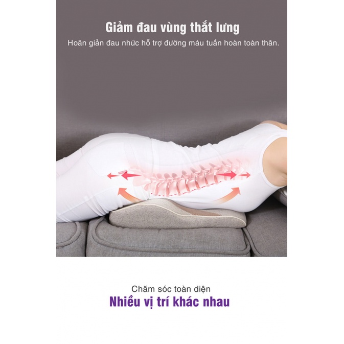Gối massage cổ vai gáy, Máy massage lưng hồng ngoại trị liệu 16 đầu bi massage cùng chế độ rung BM-L16
