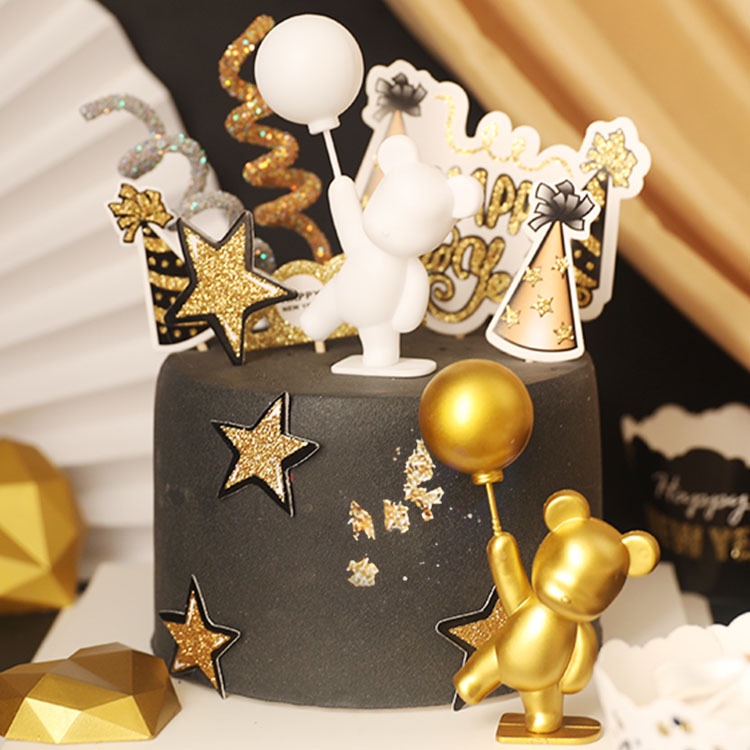 Bong Bóng Đèn LED Trang Trí Bánh Kem Hình Gấu Và Chữ love Xinh Xắn