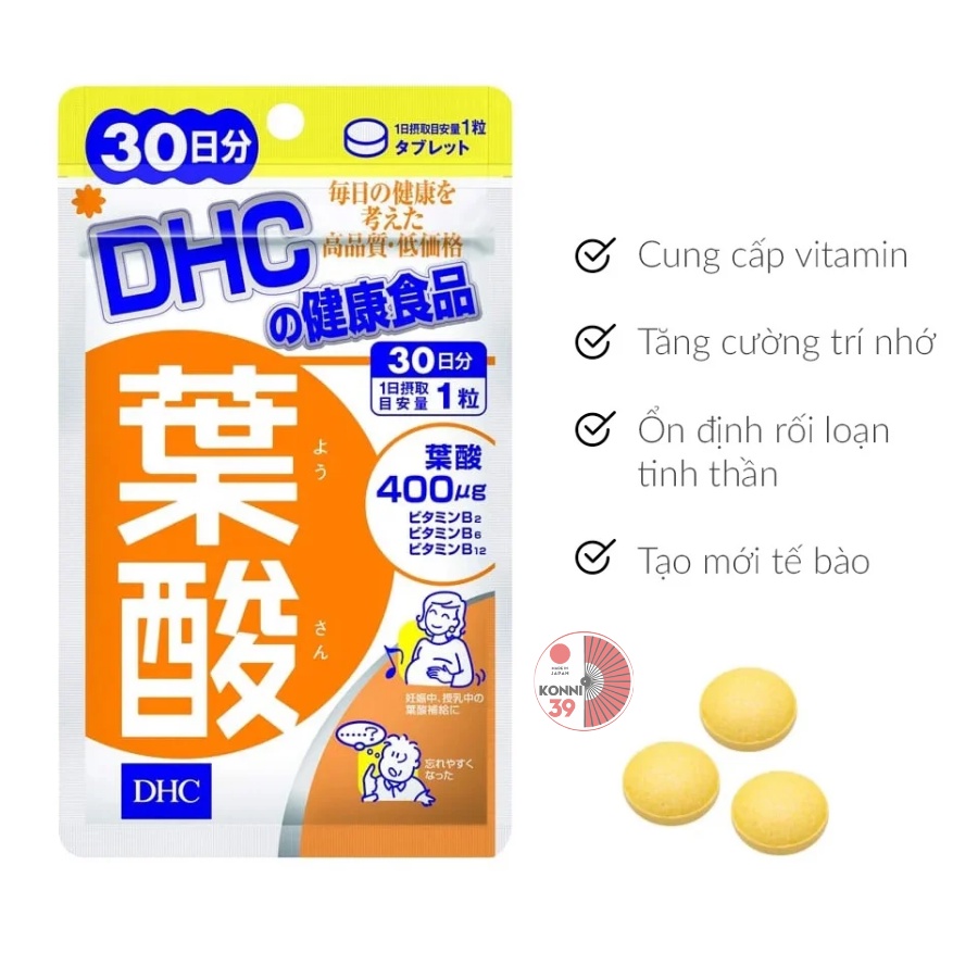 Viên Uống DHC Bổ Sung Vitamin Nhật Bản 30 ngày Vitamin C,B,E,Biotin, Rau Củ, Kẽm - Konni39