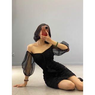 Đầm Body Lưới Tay Phồng - YD154280